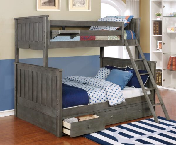Jackson Twin over Full Bunk Bed (White, Espresso, Rustic Pecan, Graphite Grey & Weathered Grey)
