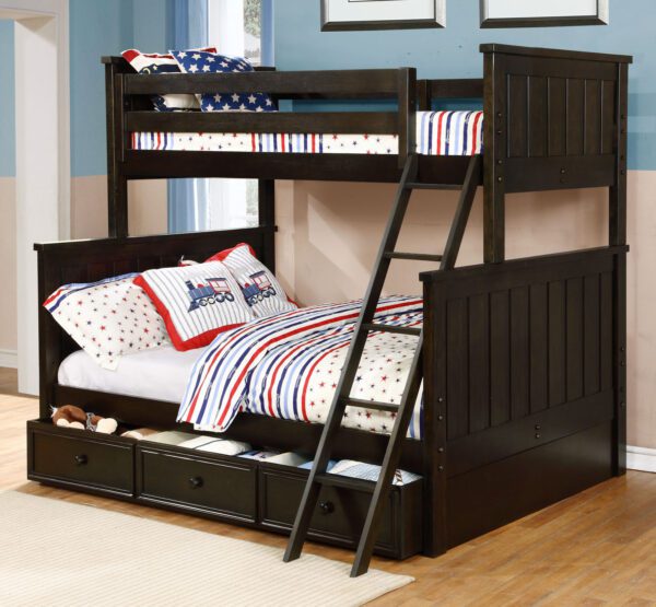 Jackson Twin over Full Bunk Bed (White, Espresso, Rustic Pecan, Graphite Grey & Weathered Grey) - Image 5