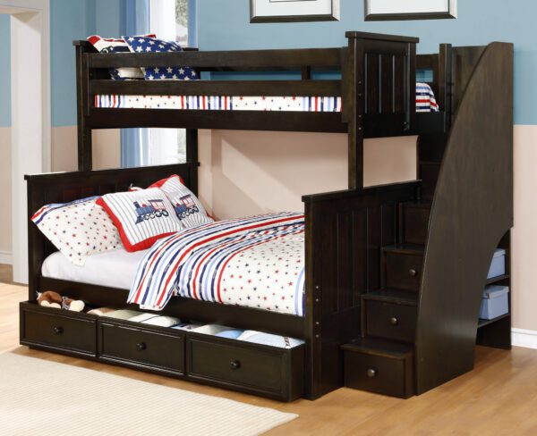 Jackson Twin over Full Bunk Bed (White, Espresso, Rustic Pecan, Graphite Grey & Weathered Grey) - Image 6