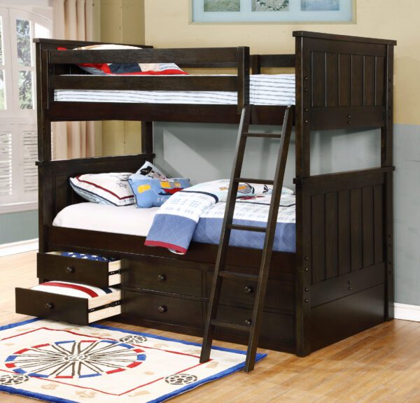 Jackson Twin over Twin Bunk Bed (White, Espresso, Rustic Pecan, Graphite Grey & Weathered Grey) - Image 3