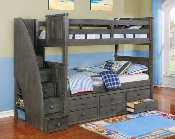 Jackson Twin over Twin Bunk Bed (White, Espresso, Rustic Pecan, Graphite Grey & Weathered Grey) - Image 4