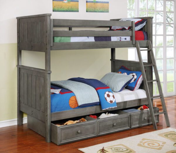 Jackson Twin over Twin Bunk Bed (White, Espresso, Rustic Pecan, Graphite Grey & Weathered Grey)