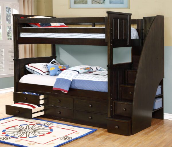 Jackson Twin over Twin Bunk Bed (White, Espresso, Rustic Pecan, Graphite Grey & Weathered Grey) - Image 6