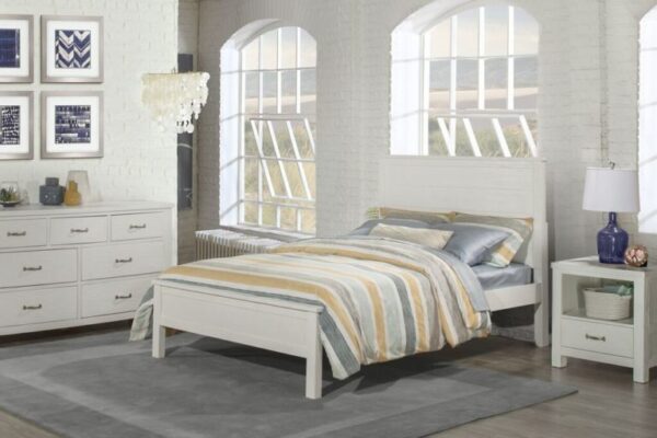 Kenwood Collection Panel Bed in Distressed White