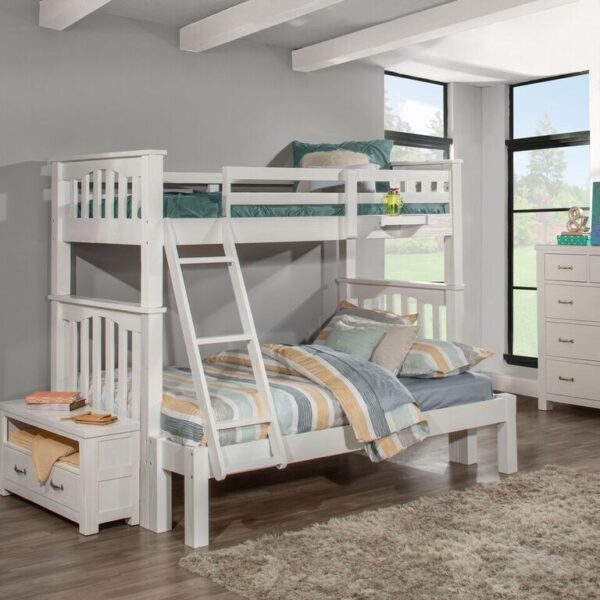 Kenwood Collection Twin over Full Bunk Bed in Distressed White