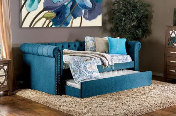 Lea Twin Size Daybed with Trundle (Beige, Gray and Dark Teal) - Image 3