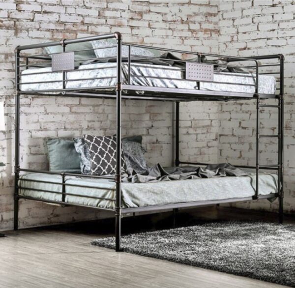 London Industrial Queen/Queen Bunk Bed in Antique Black
