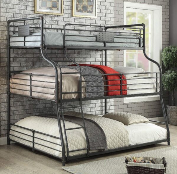 London Industrial Triple Bunk Bed in Sand Black - Image 4