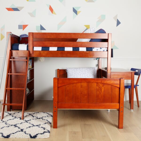 Maxtrix Twin L-Shaped Bunk Bed (White, Natural and Chestnut) - Image 2