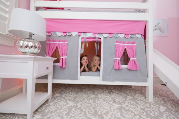 Maxtrix Twin over Twin High Bunk Bed with Slide Platform (White, Natural and Chestnut) - Image 4