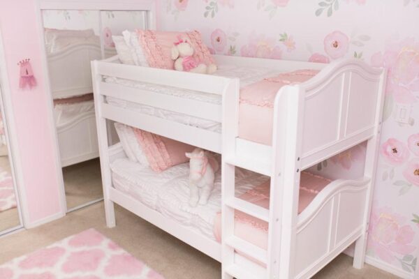 Maxtrix Twin over Twin Low Bunk Bed (White, Natural and Chestnut)