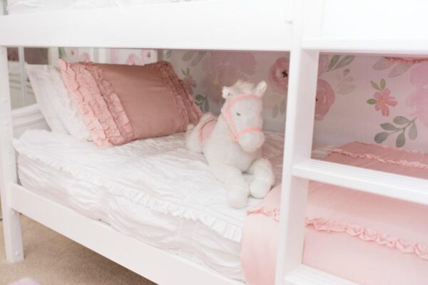 Maxtrix Twin over Twin Low Bunk Bed (White, Natural and Chestnut) - Image 3