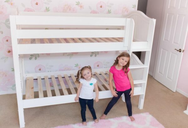 Maxtrix Twin over Twin Low Bunk Bed (White, Natural and Chestnut) - Image 2