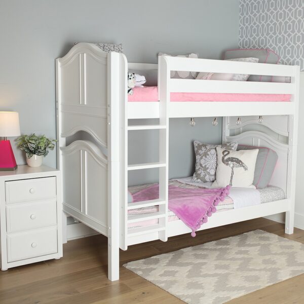Maxtrix Twin over Twin Medium Bunk Bed (White, Natural and Chestnut)
