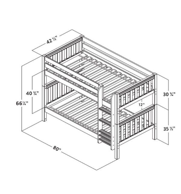 Maxtrix Twin over Twin Medium Bunk Bed (White, Natural and Chestnut) - Image 4