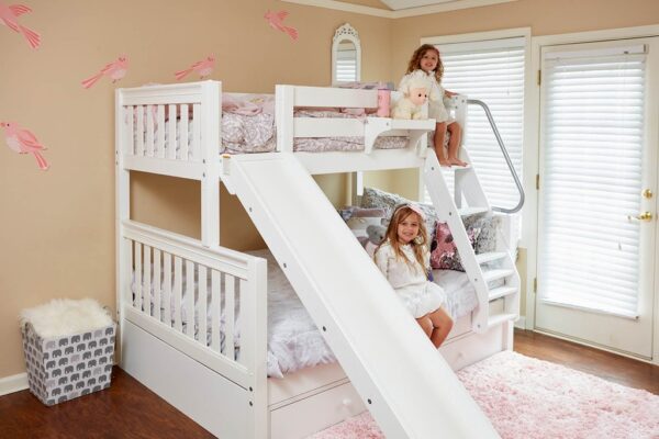Maxtrix Twin over Full Medium Bunk Bed with Slide (White, Natural and Chestnut) - Image 2