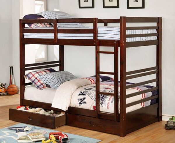 Moon Twin over Twin Bunk Bed (Black, Dark Walnut and White) - Image 2