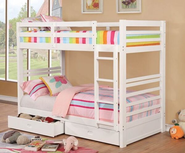 Moon Twin over Twin Bunk Bed (Black, Dark Walnut and White)