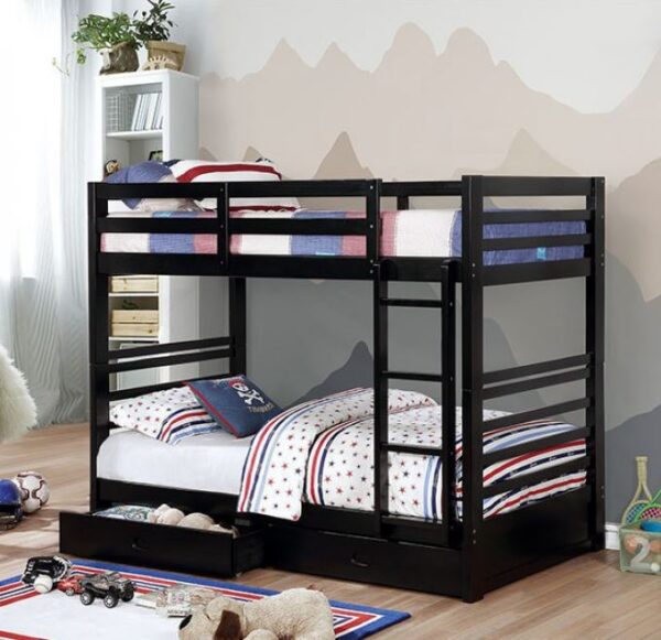 Moon Twin over Twin Bunk Bed (Black, Dark Walnut and White) - Image 3