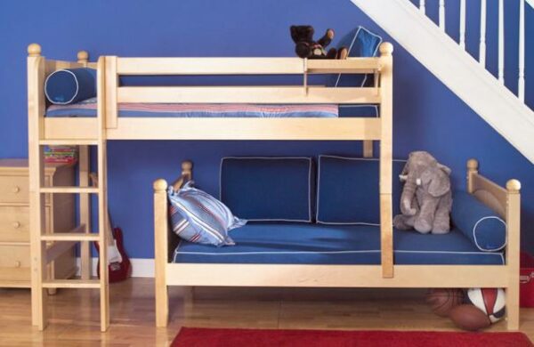 Maxtrix Parallel Bunk Bed with Straight Ladder (White, Natural and Chestnut)
