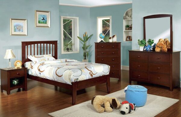 Pine Mission Style Platform Bed (White and Cherry) - Image 4