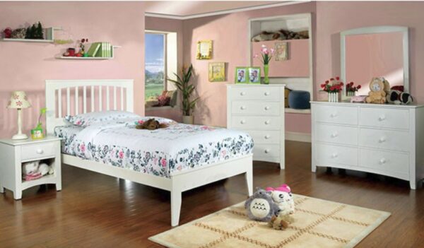 Pine Mission Style Platform Bed (White and Cherry) - Image 2