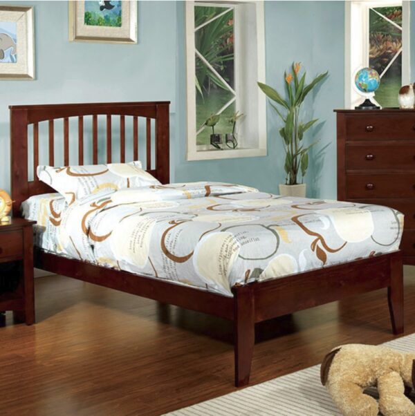 Pine Mission Style Platform Bed (White and Cherry) - Image 3