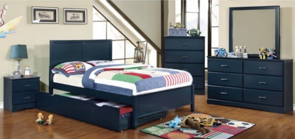 Prisma Panel Low Profile Bed (White, Blue and Cherry) - Image 6