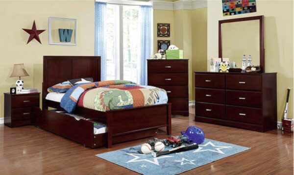 Prisma Panel Low Profile Bed (White, Blue and Cherry) - Image 4