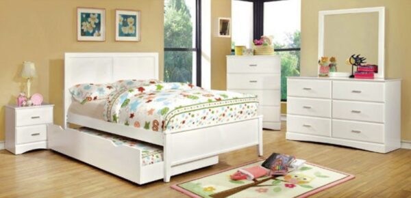Prisma Panel Low Profile Bed (White, Blue and Cherry) - Image 2