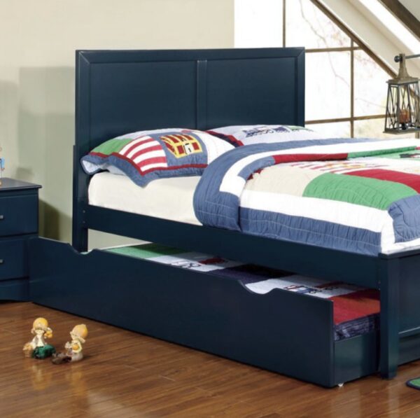Prisma Panel Low Profile Bed (White, Blue and Cherry)