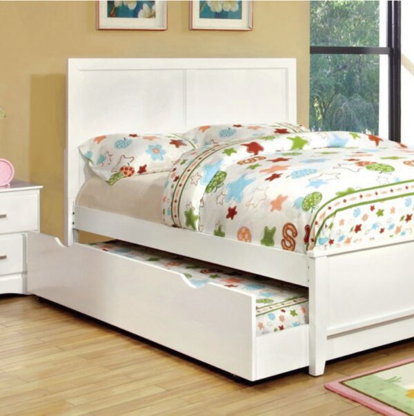 Prisma Panel Low Profile Bed (White, Blue and Cherry) - Image 3