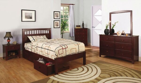 Russ Contemporary Platform Bed (Oak and Cherry) - Image 2