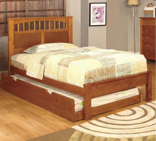 Russ Contemporary Platform Bed (Oak and Cherry) - Image 4
