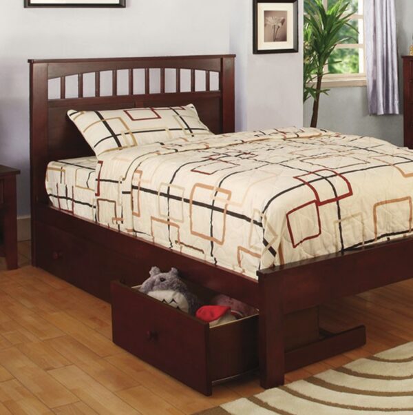 Russ Contemporary Platform Bed (Oak and Cherry) - Image 6