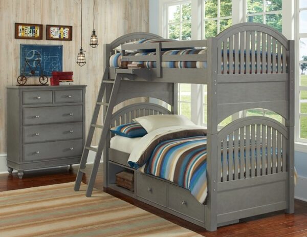 Beach House Collection Twin over Twin Bunk Bed in Stone