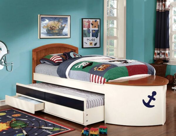 Voyager Twin Size Captains Bed with Trundle and Two Drawers