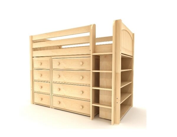 Maxtrix Loft with 2 Chests and Bookshelf (White, Natural and Chestnut)
