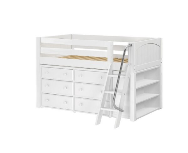 Maxtrix Low Loft with Storage and Bookcase (White, Natural and Chestnut) - Image 2