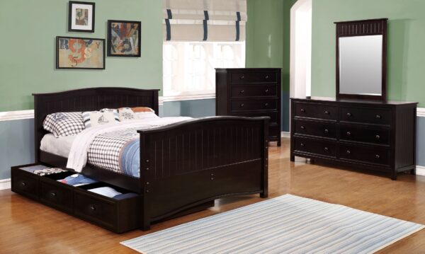 Sydney Full Size Bed (White, Espresso & Rustic Pecan) - Image 2