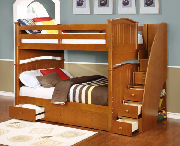 Sydney Full over Full Bunk Bed (White, Espresso & Rustic Pecan) - Image 2