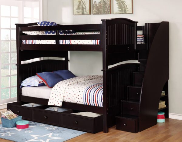 Sydney Full over Full Bunk Bed (White, Espresso & Rustic Pecan)