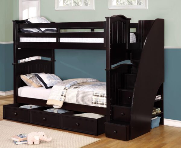 Sydney Twin over Twin Bunk Bed (White, Espresso & Rustic Pecan) - Image 2