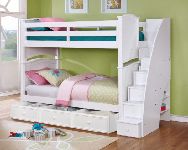 Sydney Twin over Twin Bunk Bed (White, Espresso & Rustic Pecan)