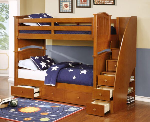 Sydney Twin over Twin Bunk Bed (White, Espresso & Rustic Pecan) - Image 3