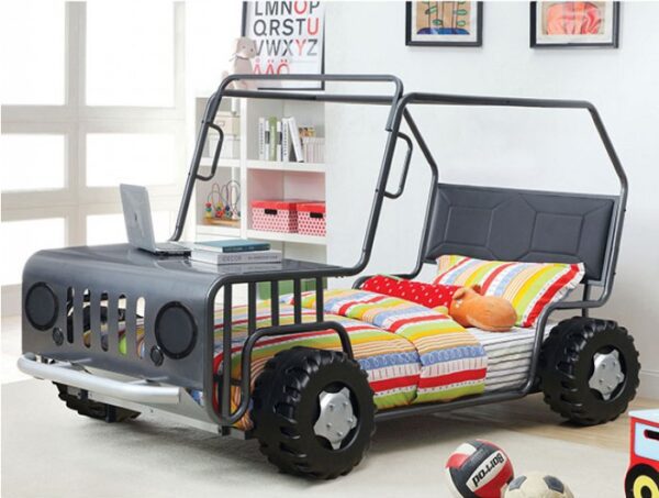 Trekker Twin Size Car Bed in Gun Metal Finish