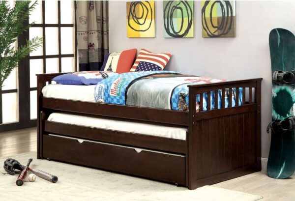 Triple Daybed with Slatted Headboard in Espresso