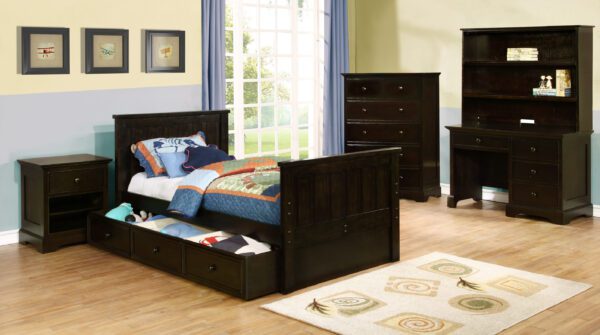 Jackson Twin Size Panel Bed (White, Espresso, Rustic Pecan, Graphite Grey & Weathered Grey) - Image 5