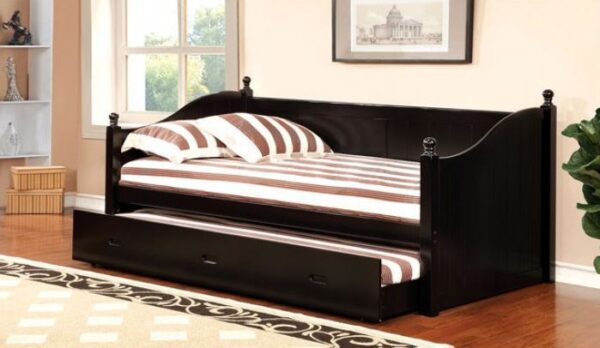 Wally Twin Size Cottage Daybed with Trundle (Black & White)