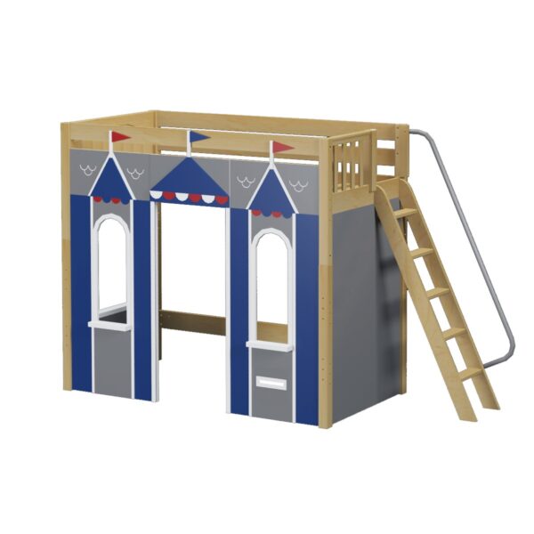 Maxtrix Play House High Loft Bed (White, Natural and Chestnut) - Image 2